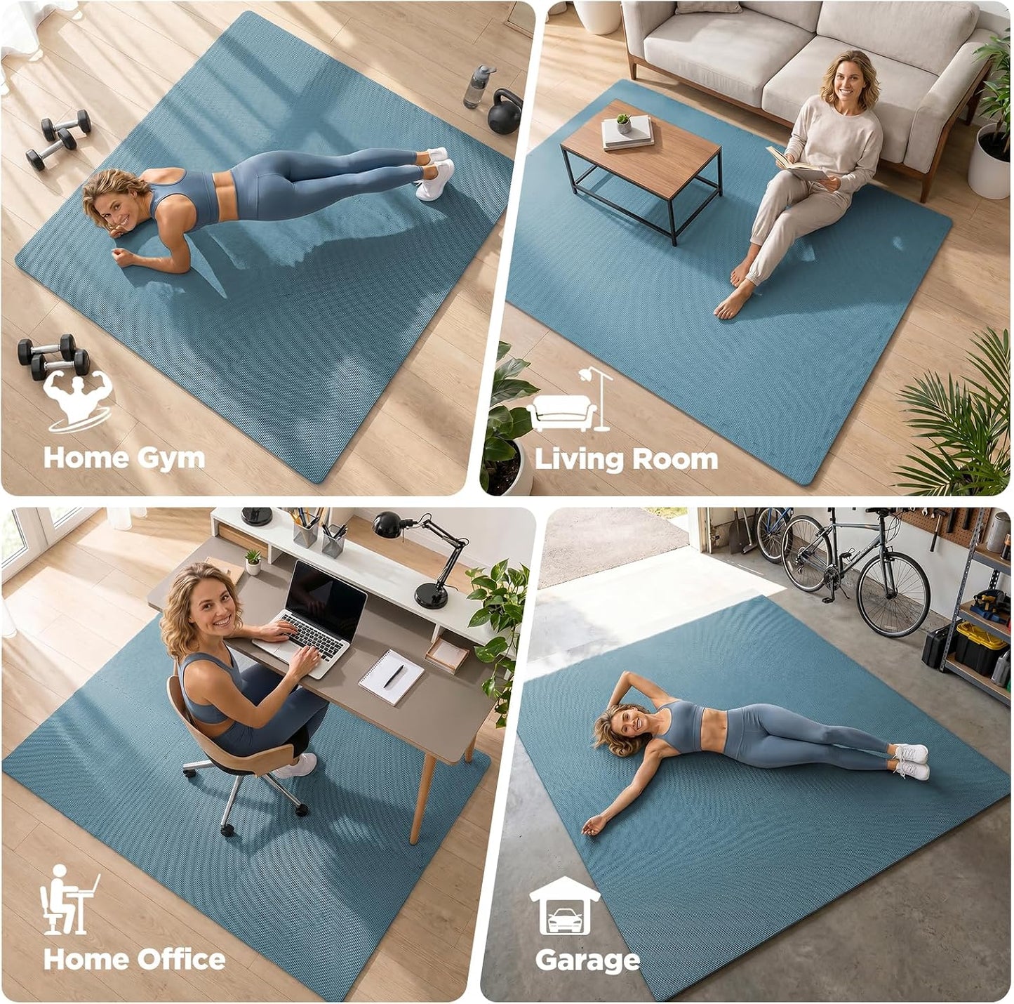18 PCS Gym Floor Mat, EVA Foam Puzzle Gym Mat, High-Density Interlocking Foam Floor Tiles for Home Gym, Play Workout Garage Kitchen Flooring 12.6"x12.6"x0.4"