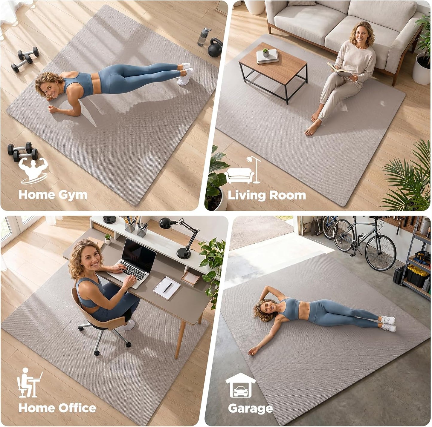 18 PCS Gym Floor Mat, EVA Foam Puzzle Gym Mat, High-Density Interlocking Foam Floor Tiles for Home Gym, Play Workout Garage Kitchen Flooring 12.6"x12.6"x0.4"