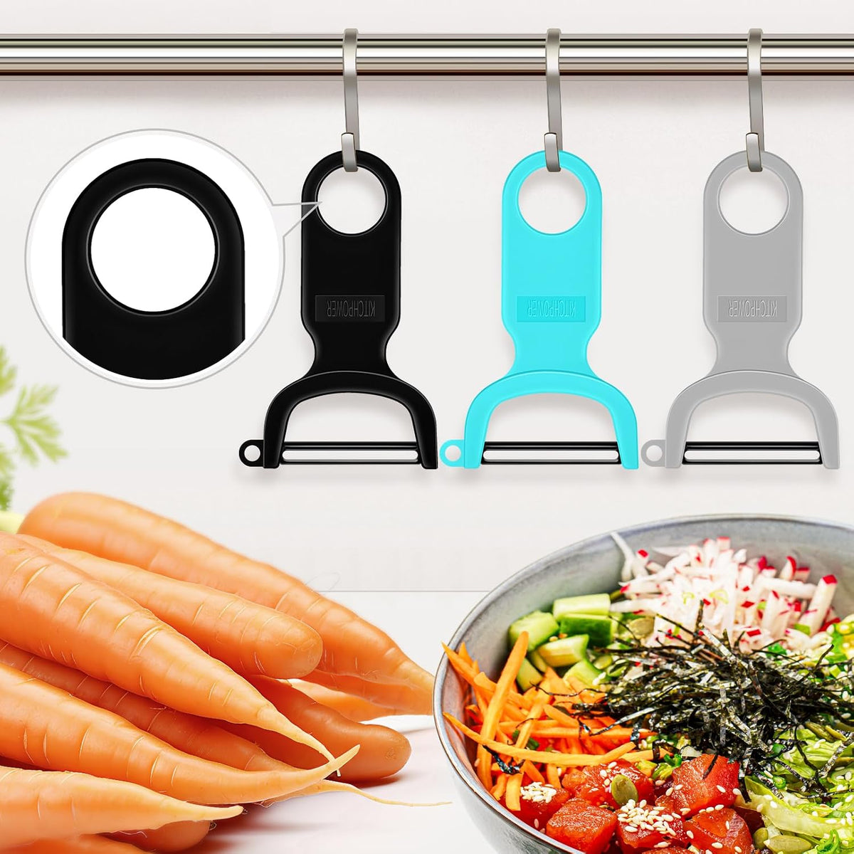 Original Vegetable Peeler Carbon Steel Blade 3-Pack Red/Green/Yellow