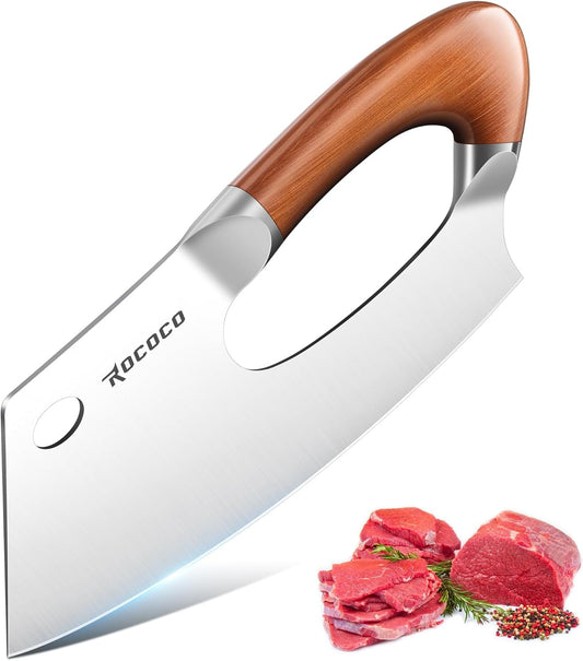 Effort Saving Meat Cleaver - Bronze Easy Handle Chef Knife | Unique Professional for Kitchen Cutting Meat Vegetable Birthday Gift Stainless Steel
