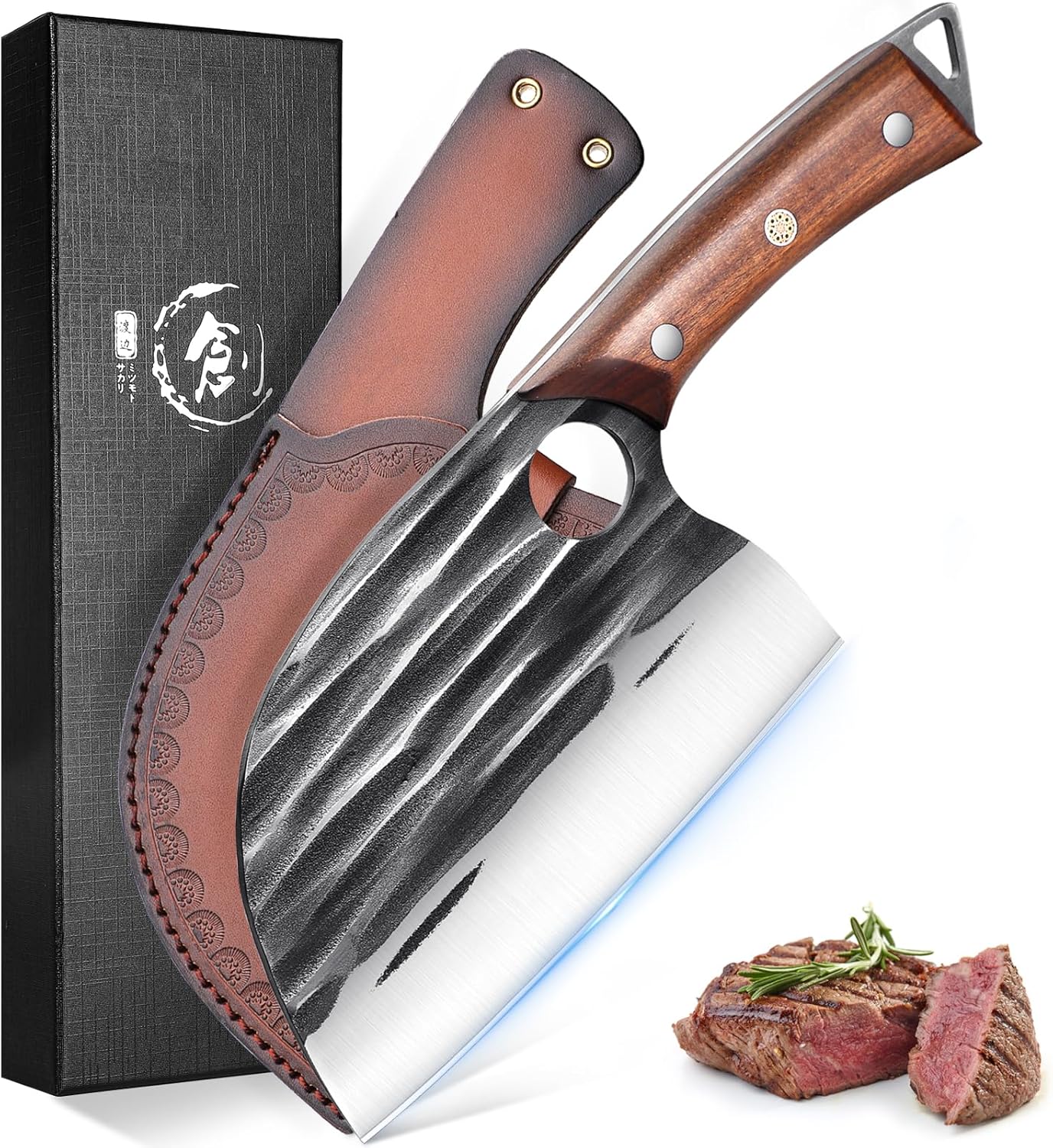 Effort Saving Meat Cleaver - Bronze Easy Handle Chef Knife | Unique Professional for Kitchen Cutting Meat Vegetable Birthday Gift Stainless Steel