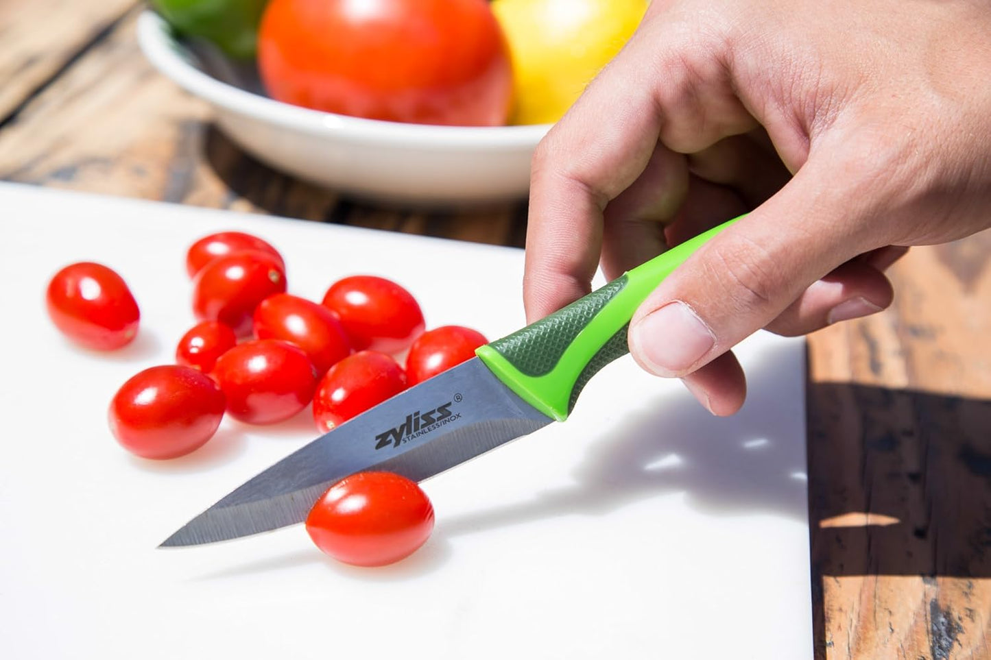 Classic Paring Knife Set with Sheath Cover - Precision Knives for Cutting, Slicing & Peeling - Small Culinary 3 ¼” Paring Knife & 3 ¾” Serrated Knives - Carbon Stainless Steel Blade - Red/Green