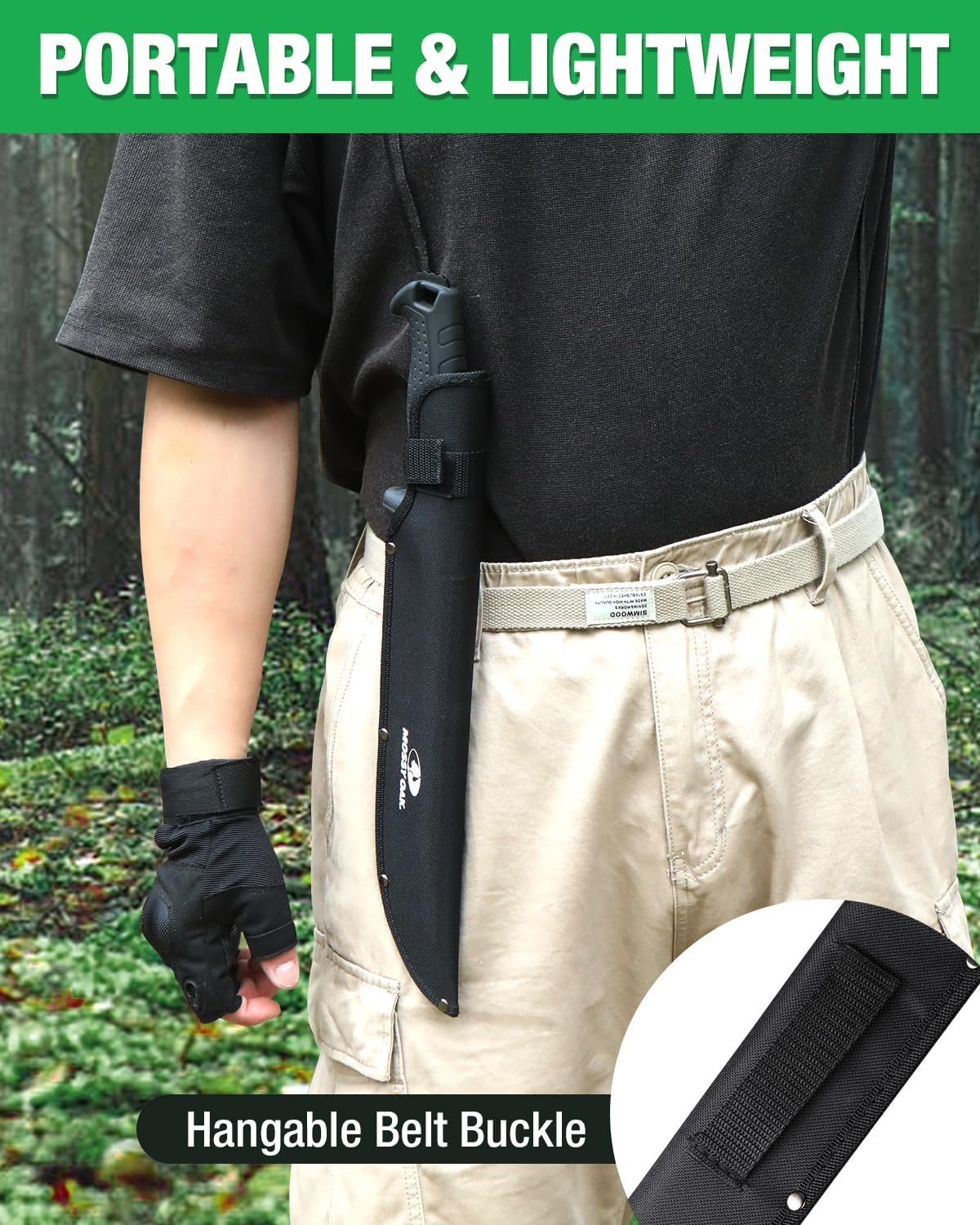 16" Heavy Duty Machete with Saw and Sheath | Sharp Dual-Edge Blade, Ergonomic Non-Slip Handle for Bushcraft, Outdoor Hunting, Garden Cutting and Yard Work