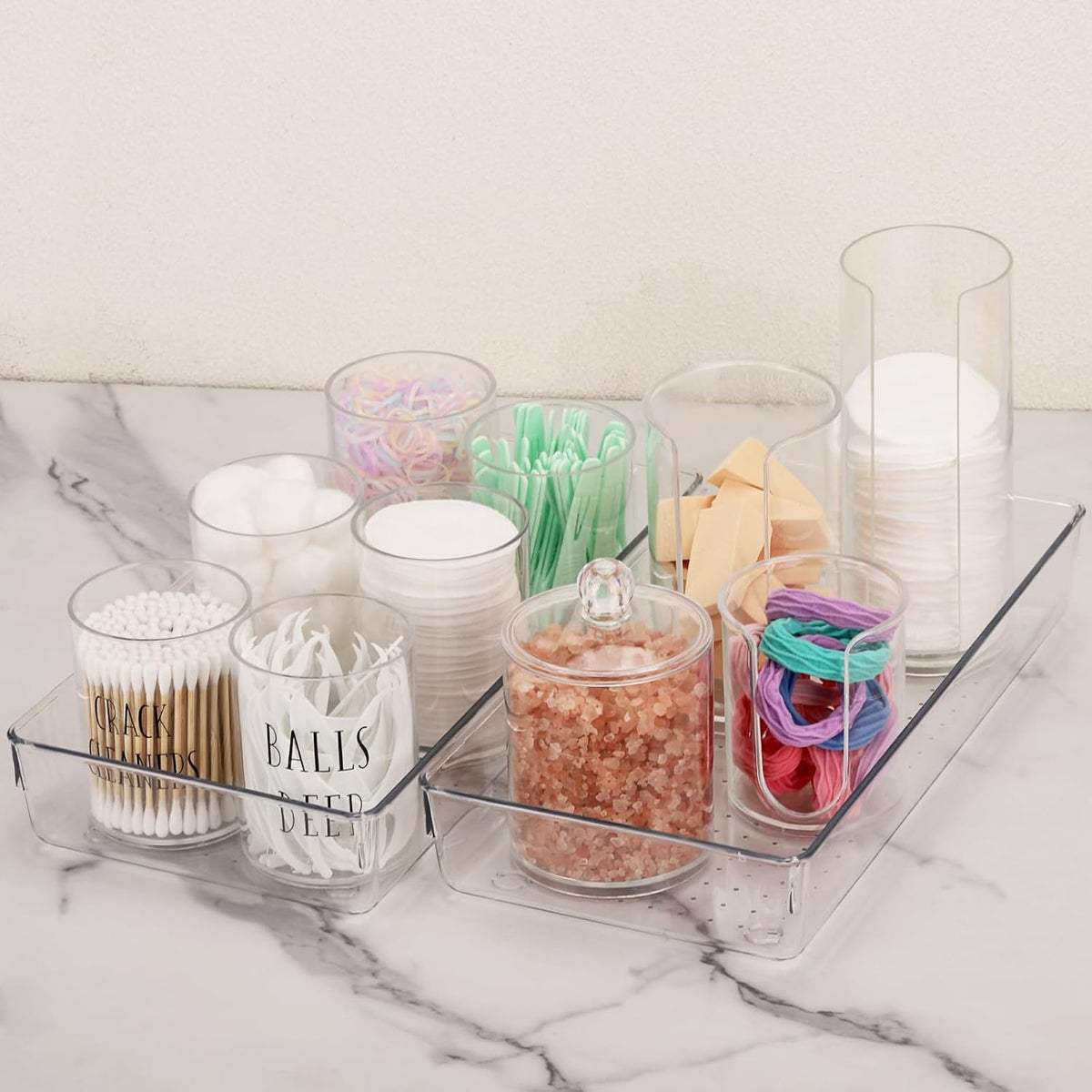 6 Pcs Large Clear Plastic Drawer Organizers Tray 15" x 6.3" Storage Bins with 25 Pcs Non-Slip Pads for Makeup, Jewelries, Kitchen Utensils, Bathroom and Office