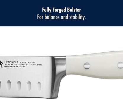 Forged Accent Razor-Sharp 2-pc Santoku Knife Set, White Handle, German Engineered Informed by 100+ Years of Mastery