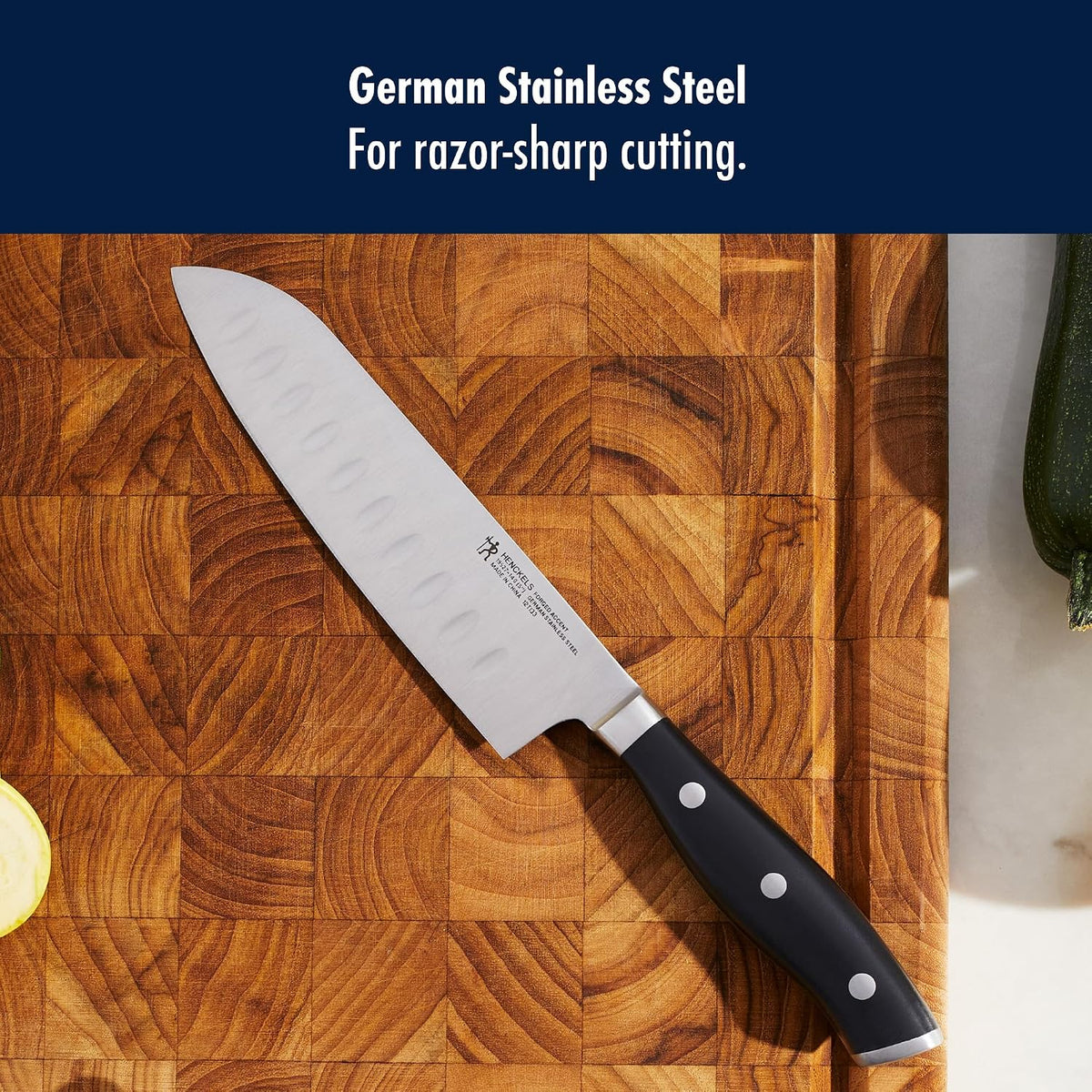 Forged Accent Razor-Sharp 2-pc Santoku Knife Set, White Handle, German Engineered Informed by 100+ Years of Mastery