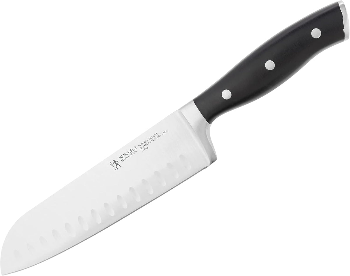 Forged Accent Razor-Sharp 2-pc Santoku Knife Set, White Handle, German Engineered Informed by 100+ Years of Mastery