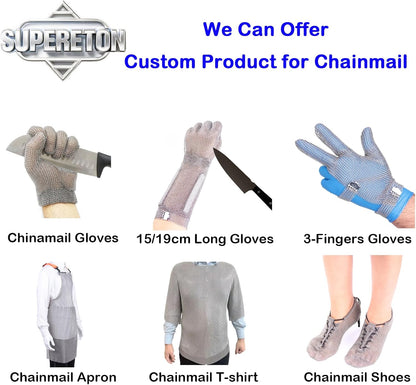 Chainmail Gloves for Cutting,Highest Level Cut Resistant,Spring Wristband,Stainless Steel Metal Mesh Gloves,Butcher Glove for Meat Cutting Food Processing Oyster Shucking Kitchen Fish Fillet,M
