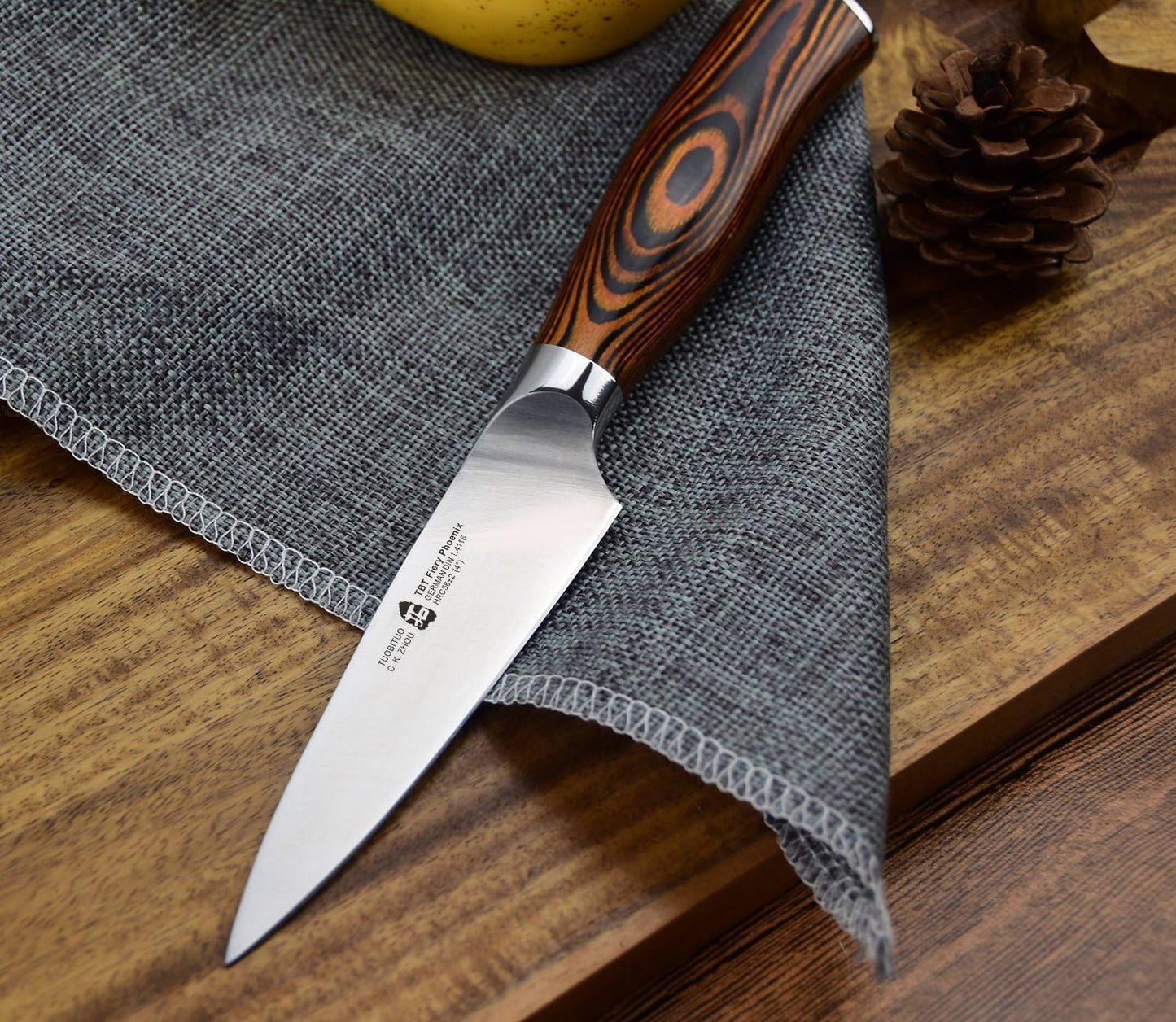 Kiritsuke Chef Knife, 8.5 inch Asian Kitchen Knife for Cutting Fish & Meat, High Carbon German Steel Japanese Blade-Type with Ergonomic Handle