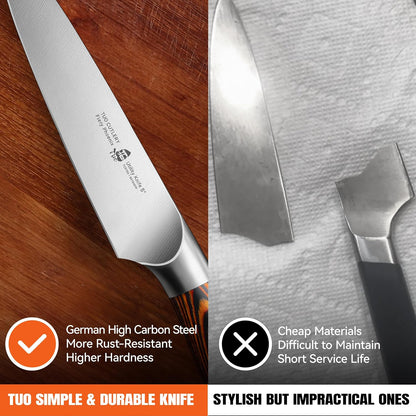 Kiritsuke Chef Knife, 8.5 inch Asian Kitchen Knife for Cutting Fish & Meat, High Carbon German Steel Japanese Blade-Type with Ergonomic Handle