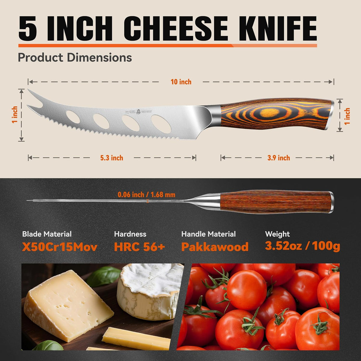 Kiritsuke Chef Knife, 8.5 inch Asian Kitchen Knife for Cutting Fish & Meat, High Carbon German Steel Japanese Blade-Type with Ergonomic Handle