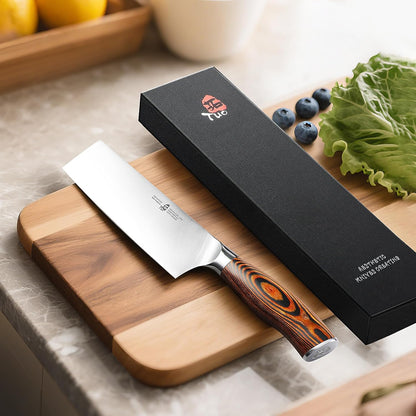 Kiritsuke Chef Knife, 8.5 inch Asian Kitchen Knife for Cutting Fish & Meat, High Carbon German Steel Japanese Blade-Type with Ergonomic Handle