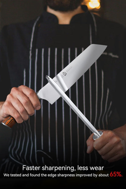 Kiritsuke Chef Knife, 8.5 inch Asian Kitchen Knife for Cutting Fish & Meat, High Carbon German Steel Japanese Blade-Type with Ergonomic Handle