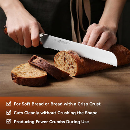 Kiritsuke Chef Knife, 8.5 inch Asian Kitchen Knife for Cutting Fish & Meat, High Carbon German Steel Japanese Blade-Type with Ergonomic Handle