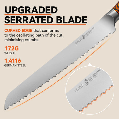 Kiritsuke Chef Knife, 8.5 inch Asian Kitchen Knife for Cutting Fish & Meat, High Carbon German Steel Japanese Blade-Type with Ergonomic Handle
