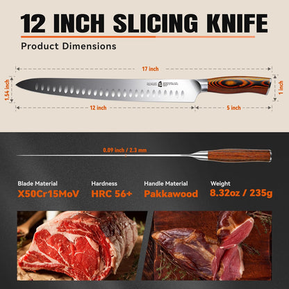 Kiritsuke Chef Knife, 8.5 inch Asian Kitchen Knife for Cutting Fish & Meat, High Carbon German Steel Japanese Blade-Type with Ergonomic Handle