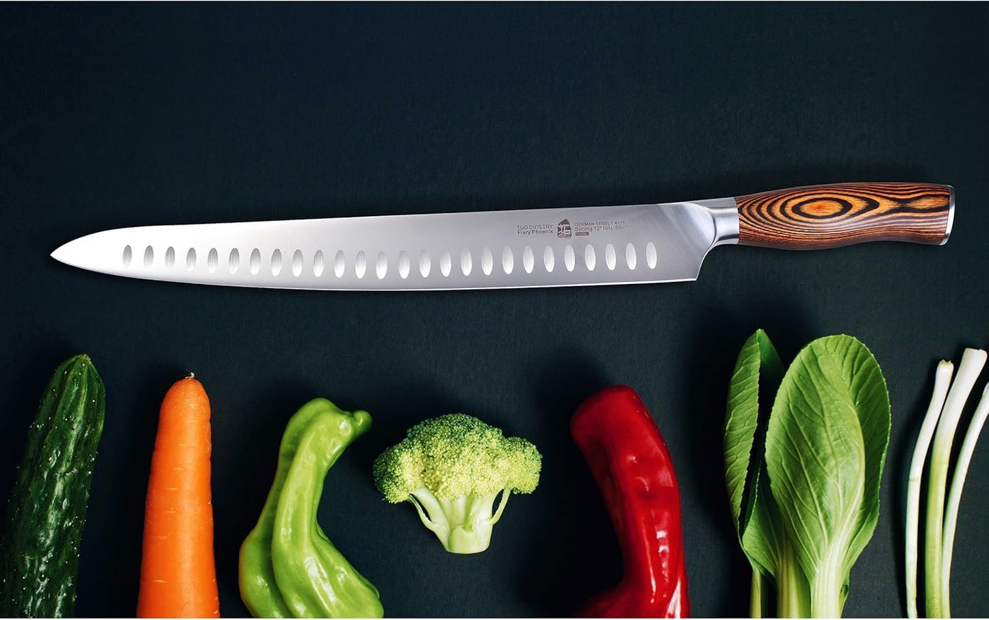 Kiritsuke Chef Knife, 8.5 inch Asian Kitchen Knife for Cutting Fish & Meat, High Carbon German Steel Japanese Blade-Type with Ergonomic Handle