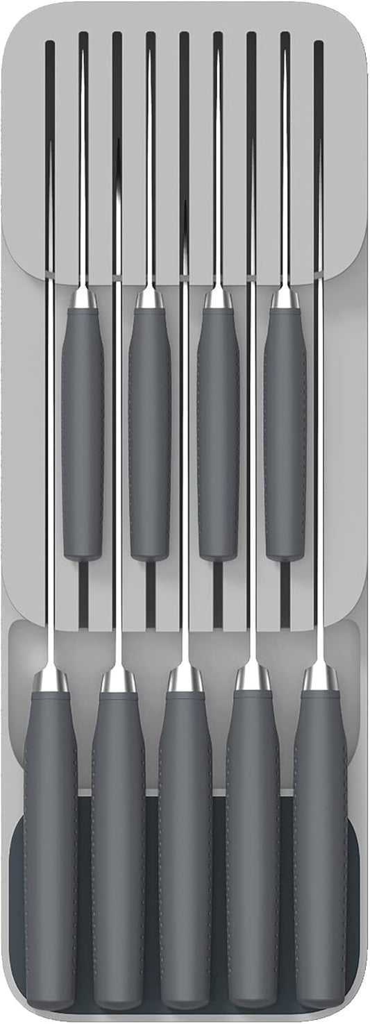 DrawerStore Knife Organizer, holds up to 9 knives, Kitchen Organization & Drawer Storage – Compact, Gray