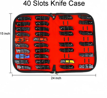 Knife Display Case, Knife Storage Case for 40+ Pocket Knives, Folding Knife Holder Organizer, Knives Roll Collection Pouch Carrier Bag for Men,Survival,Outdoor,Tactical,Kitchen,EDC Mini Knife