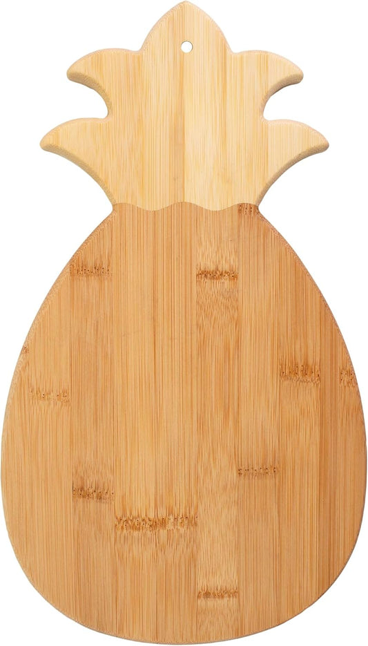 Pineapple Shaped Bamboo Wood Cutting Board and Charcuterie Board, 14-3/8" x 7-1/2"
