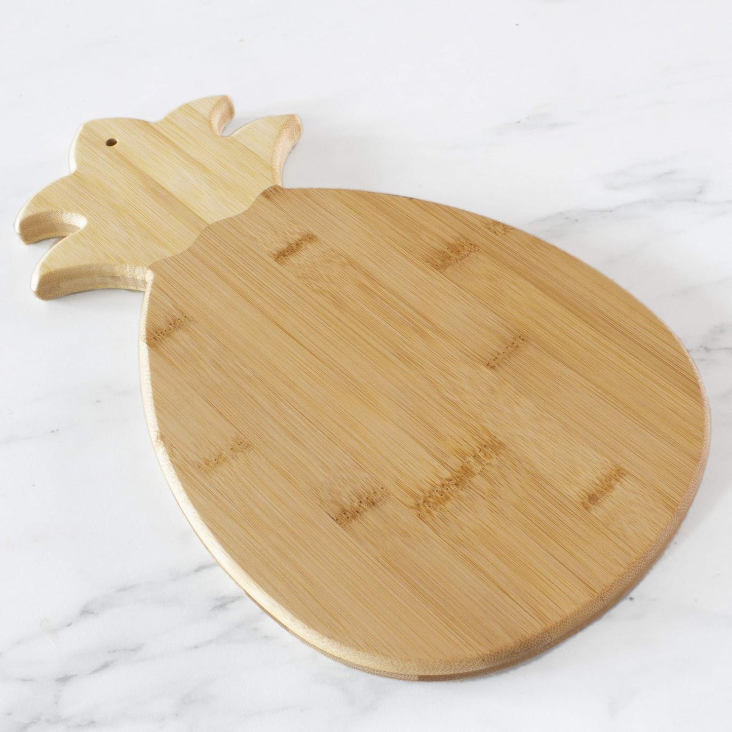 Pineapple Shaped Bamboo Wood Cutting Board and Charcuterie Board, 14-3/8" x 7-1/2"