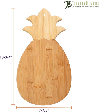Pineapple Shaped Bamboo Wood Cutting Board and Charcuterie Board, 14-3/8" x 7-1/2"