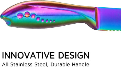 Bread Knife 8 Inch, Serrated Bread Cutter, Ultra Sharp German Stainless Steel Blade and Comfortable Handle with Rainbow Titanium Coated for Slicing Breads Loaves Bagel Cake and Large Fruit