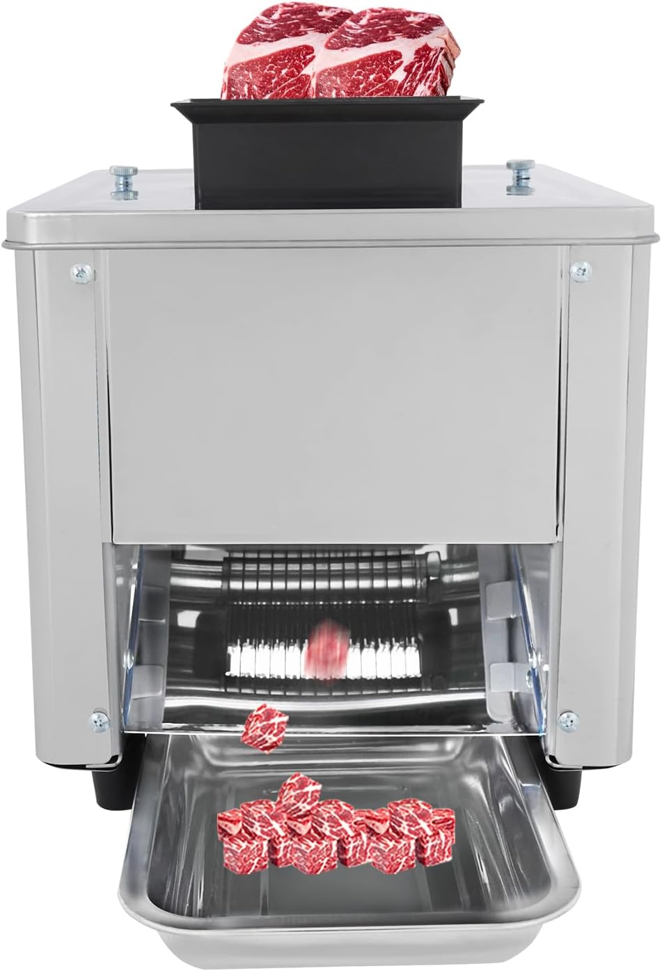 850W Stainless Steel Meat Cutter Machine, 7mm Electric Meat Slicer & Shredder, 330lbs/h Commercial Automatic Jerky Slicer with US Plug, for Beef, Chicken, Vegetable, Home, 13.39x13.39x11.81in