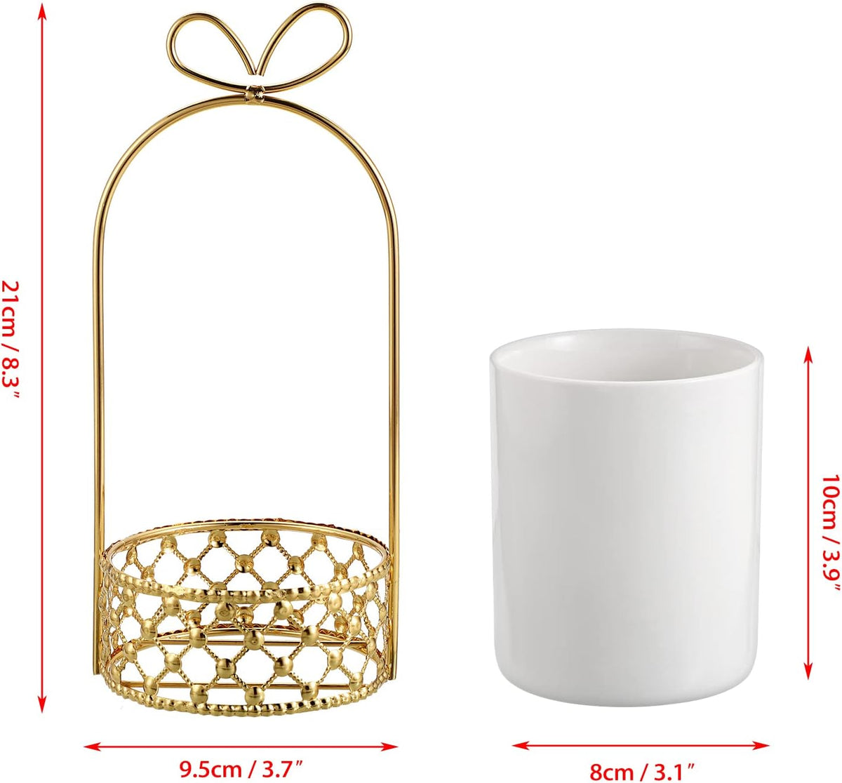 White & Gold Ceramic Silverware Holder Cutlery Caddy for Countertop | Modern Decorative Flatware Holder for Forks, Knives, and Spoons, Tabletop Utensil Organizer for Wedding Party Dining Tables