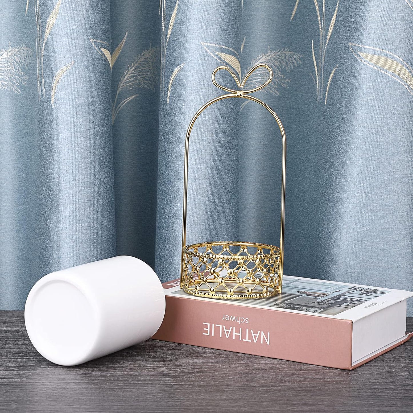 White & Gold Ceramic Silverware Holder Cutlery Caddy for Countertop | Modern Decorative Flatware Holder for Forks, Knives, and Spoons, Tabletop Utensil Organizer for Wedding Party Dining Tables