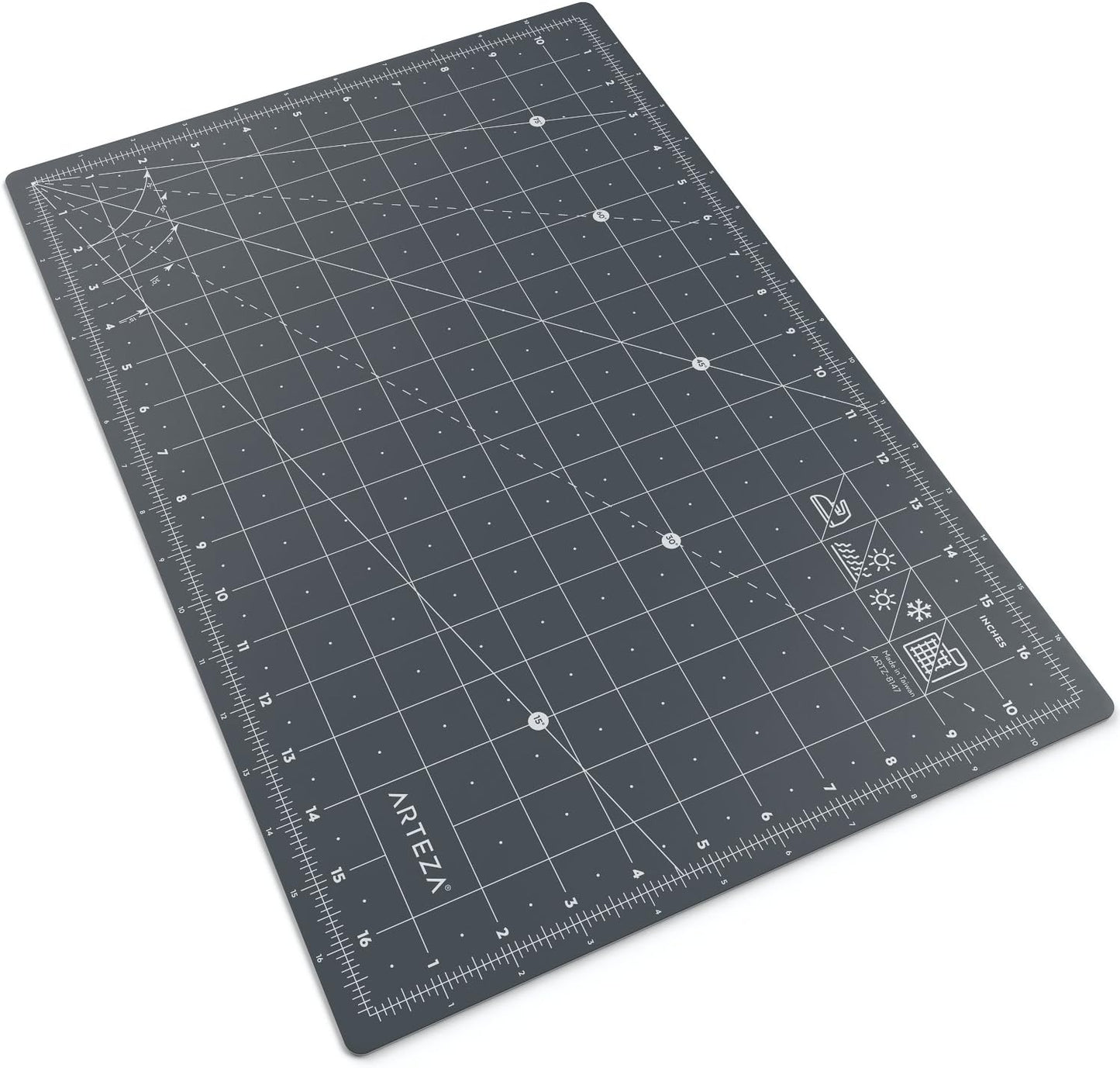 Self Healing Rotary Cutting Mat, 12"x18" with Grid & Non Slip Surface for Fabric, Paper, Vinyl, Plastic, Eco Friendly, Durable & Flexible, Great for Crafts, Quilting, Sewing, Scrapbooking