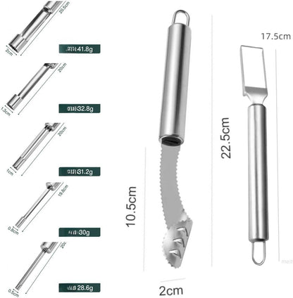 Fruit and Vegetable Corer Tool,Kitchen Fruit Carving Knife, Multi-Function Stainless Corer and Pitter Remover Set for Apple, Pear, Cherry, Jujube, Red Dates, Chili,Potato, Watermelon（10 Pcs）
