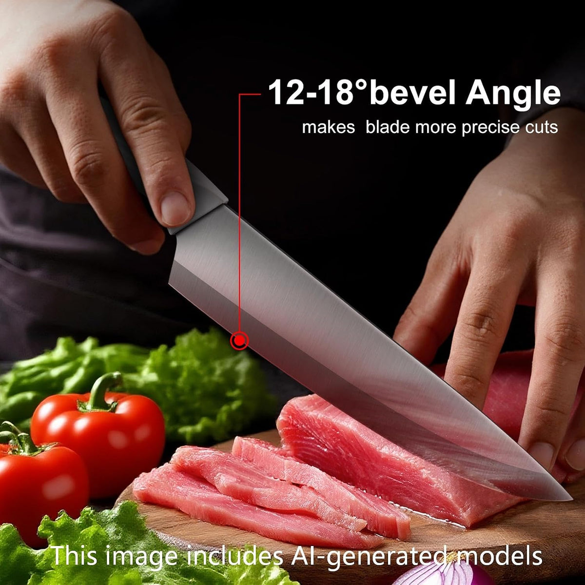 15-Piece Kitchen Knife Set with Block, White | Stainless Steel Blades, Ergonomic Handles. 15-Pc in Modern Block With Built-in Sharpener.