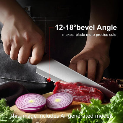 15-Piece Kitchen Knife Set with Block, White | Stainless Steel Blades, Ergonomic Handles. 15-Pc in Modern Block With Built-in Sharpener.