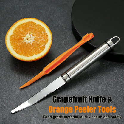Orange Peeler Tools Stainless Steel Fruit Knife Serrated Edge Grapefruit Utensils Pomelo Citrus Peeling Tool for Lemon Kiwi Melon Kitchen Gadgets