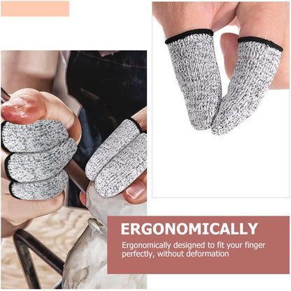 Cut-Resistant Finger Sleeves 5-Level Abrasion Resistant Hppe Material Protective Finger Cots 6pcs (3 Pairs Gray, Blue, Black) for Kitchen Work, Carving, and Industrial Safety