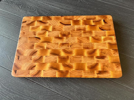 Apricot End Grain Cutting Board: Handmade Wooden Butcher Block