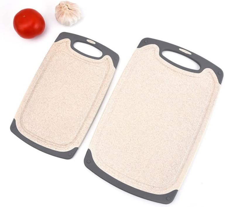 Cutting Boards For Kitchen, Anti-Skid Eco-Wheat Straw Cutting Board Set (3 Pcs), Dishwasher Safe (light brown)