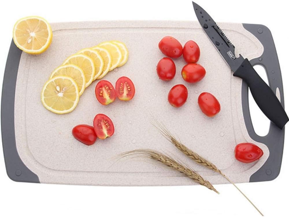Cutting Boards For Kitchen, Anti-Skid Eco-Wheat Straw Cutting Board Set (3 Pcs), Dishwasher Safe (light brown)