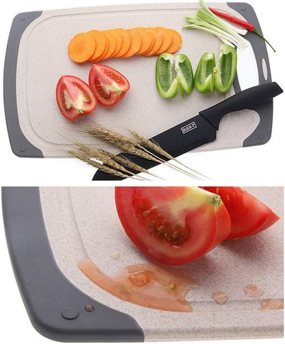 Cutting Boards For Kitchen, Anti-Skid Eco-Wheat Straw Cutting Board Set (3 Pcs), Dishwasher Safe (light brown)