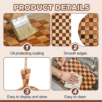 2 Pcs Acacia Wood Scalloped Cutting and Chopping Board with Handle Decorative Cutting Boards for Kitchen Wooden Charcuterie Boards Serving Tray for Cheese Meat Fruit Bread Baking