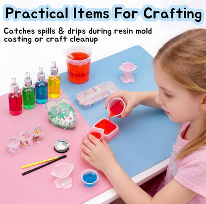Clear Silicone Mats for Crafts: Translucent Non-Slip Heat Resistant 11.8×15.75In (2/Pack) Silicone Placemats for Jewelry Epoxy Resin Glitter Slime DIY Sheet Nail Art Countertop Protector Pad