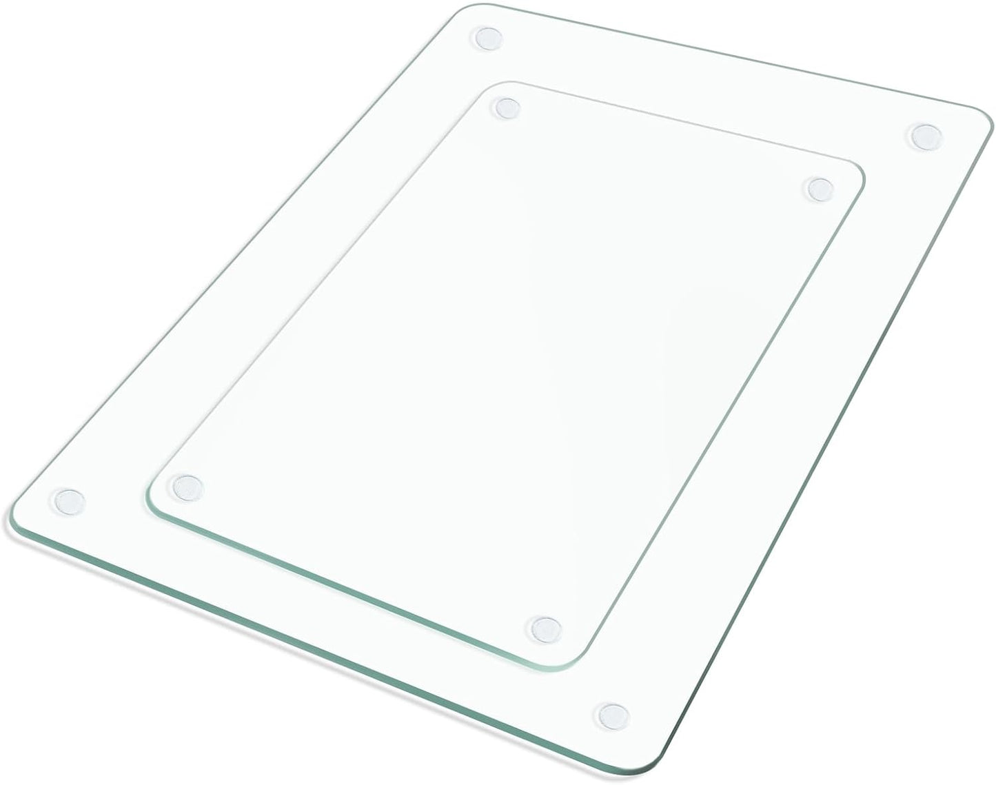 Tempered Glass Cutting Board,Set of Glass Cutting Board for Kitchen Counter,Clear Glass,with Non-Slip Feet, Scratch Resistant,Heat Resistant, 12x16&12x8 inch 2PCS,Easy to Clean