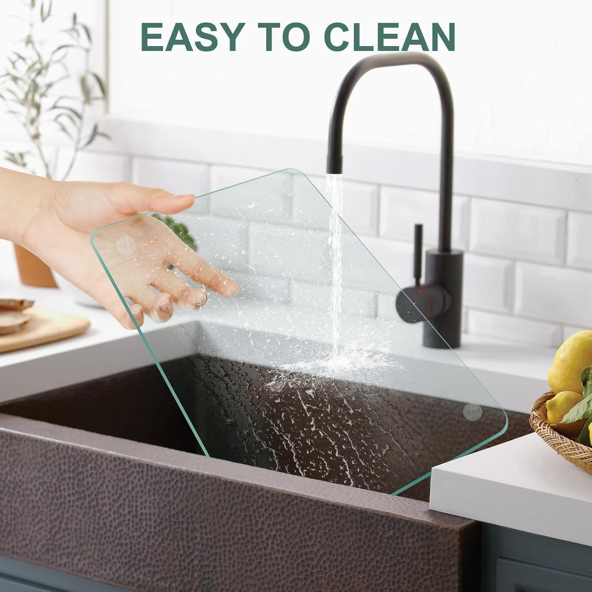Tempered Glass Cutting Board,Set of Glass Cutting Board for Kitchen Counter,Clear Glass,with Non-Slip Feet, Scratch Resistant,Heat Resistant, 12x16&12x8 inch 2PCS,Easy to Clean