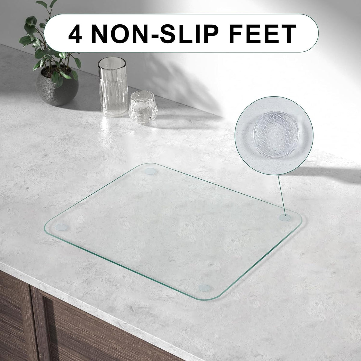 Tempered Glass Cutting Board,Set of Glass Cutting Board for Kitchen Counter,Clear Glass,with Non-Slip Feet, Scratch Resistant,Heat Resistant, 12x16&12x8 inch 2PCS,Easy to Clean
