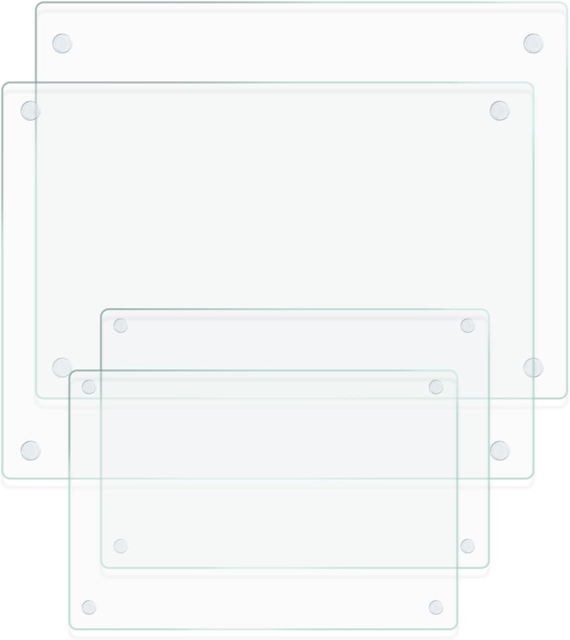 Tempered Glass Cutting Board,Set of Glass Cutting Board for Kitchen Counter,Clear Glass,with Non-Slip Feet, Scratch Resistant,Heat Resistant, 12x16&12x8 inch 2PCS,Easy to Clean
