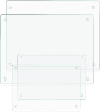Tempered Glass Cutting Board,Set of Glass Cutting Board for Kitchen Counter,Clear Glass,with Non-Slip Feet, Scratch Resistant,Heat Resistant, 12x16&12x8 inch 2PCS,Easy to Clean