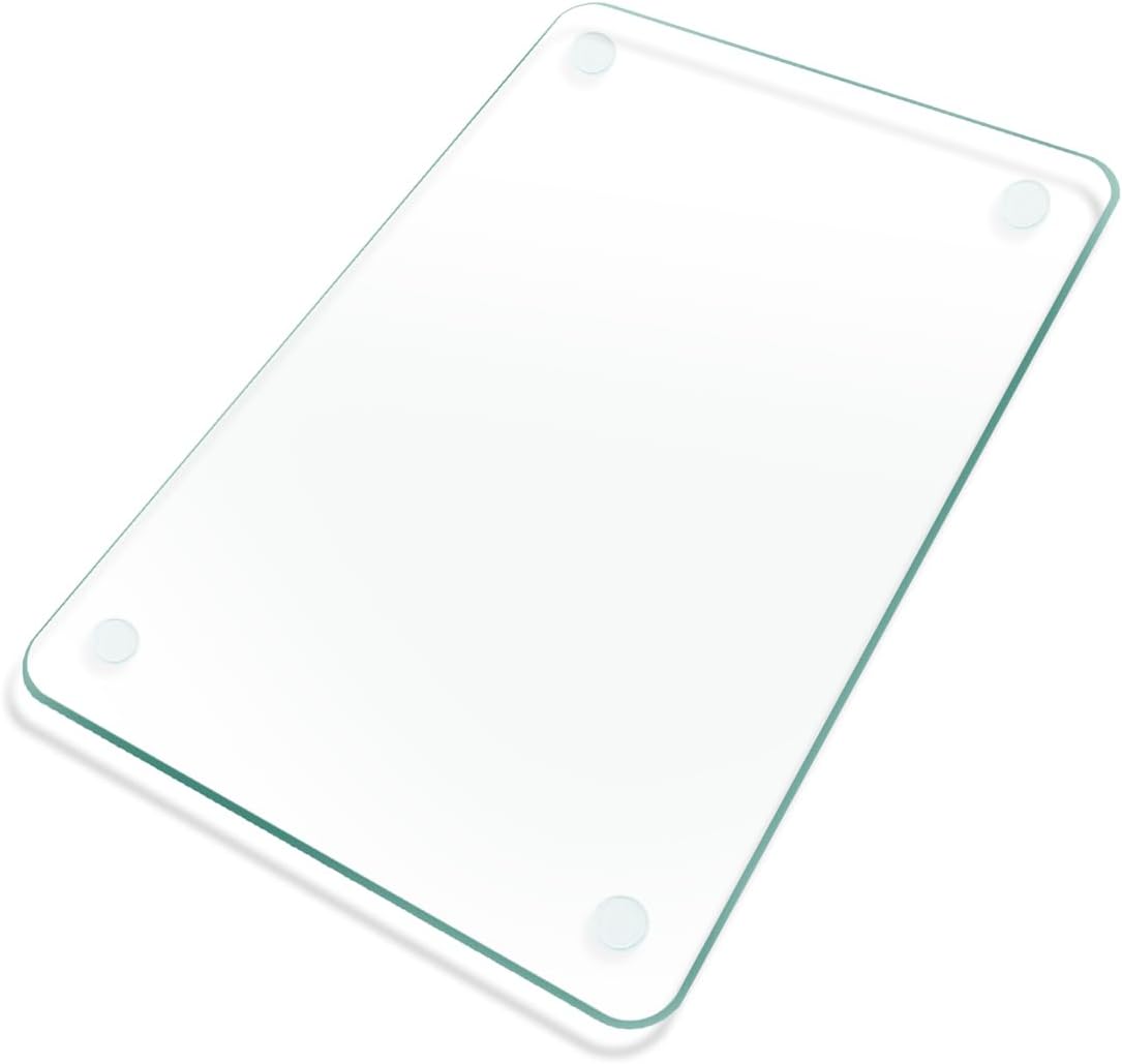 Tempered Glass Cutting Board,Set of Glass Cutting Board for Kitchen Counter,Clear Glass,with Non-Slip Feet, Scratch Resistant,Heat Resistant, 12x16&12x8 inch 2PCS,Easy to Clean