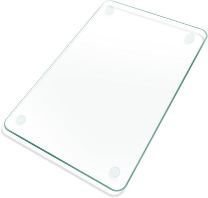 Tempered Glass Cutting Board,Set of Glass Cutting Board for Kitchen Counter,Clear Glass,with Non-Slip Feet, Scratch Resistant,Heat Resistant, 12x16&12x8 inch 2PCS,Easy to Clean