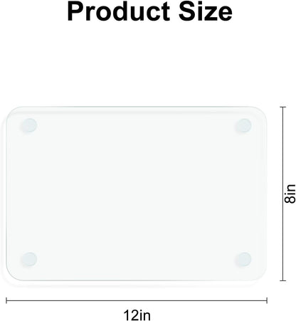 Tempered Glass Cutting Board,Set of Glass Cutting Board for Kitchen Counter,Clear Glass,with Non-Slip Feet, Scratch Resistant,Heat Resistant, 12x16&12x8 inch 2PCS,Easy to Clean